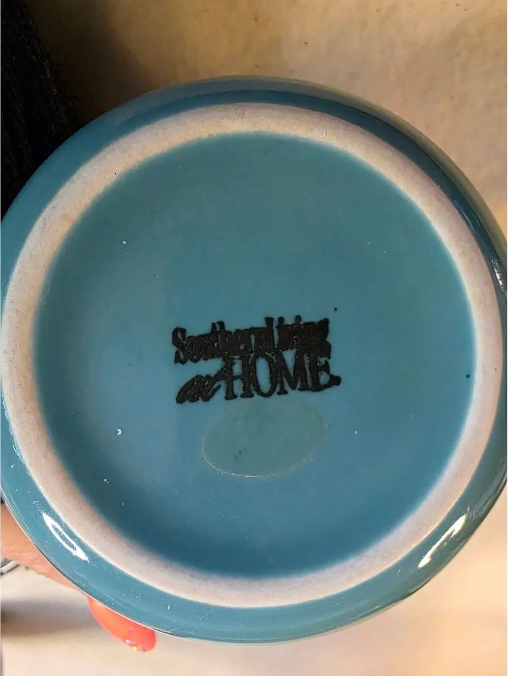 Home Essentials Turquoise Blue Ceramic Mini Bowl Wavy Brown Rim 4.25”